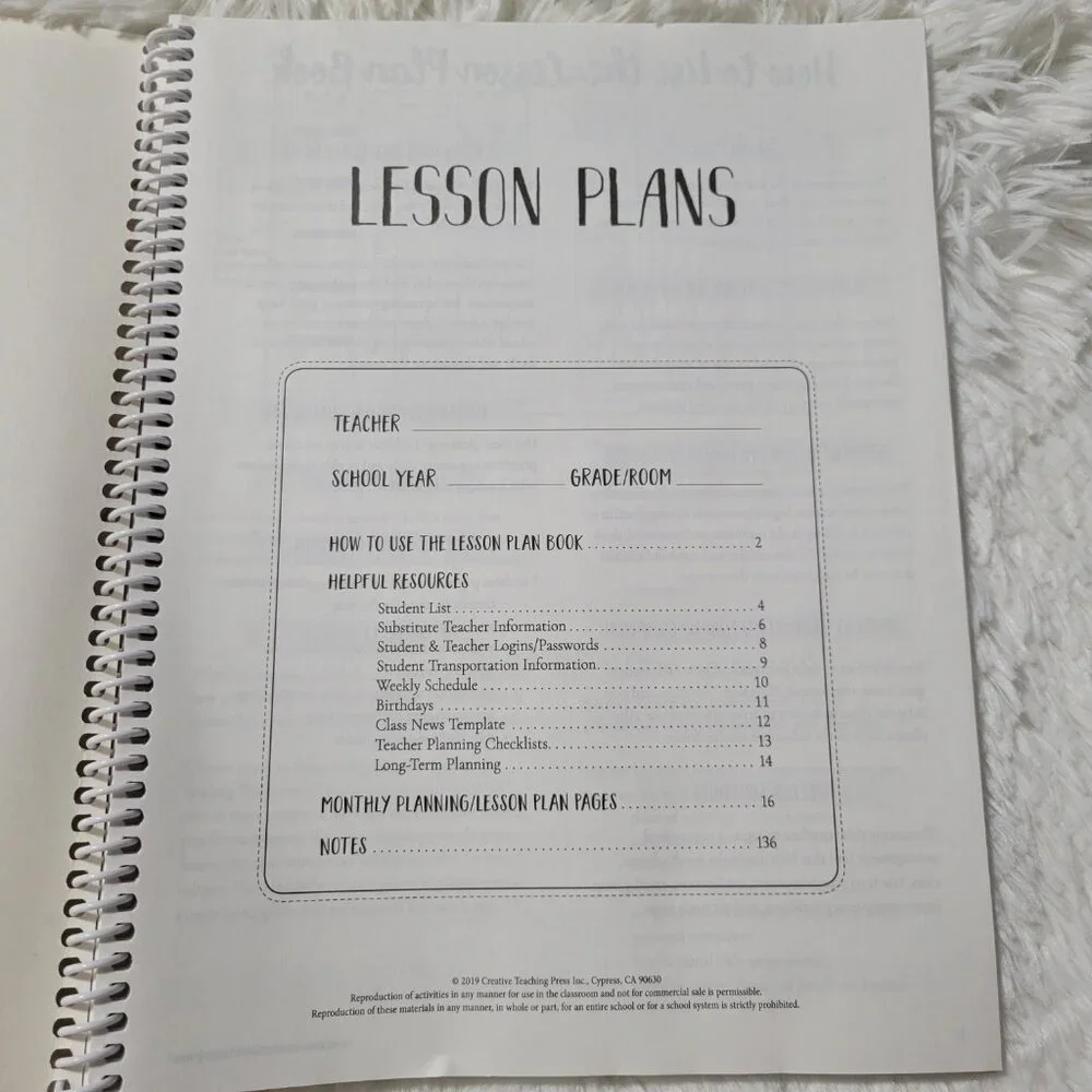 Floral Themed Lesson Plan Book